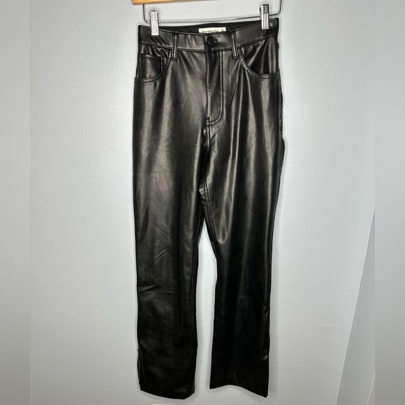 Abercrombie & Fitch Pants - A&F The 90’s Straight Ultra High Rise Vegan Leather Trouser pants size 25